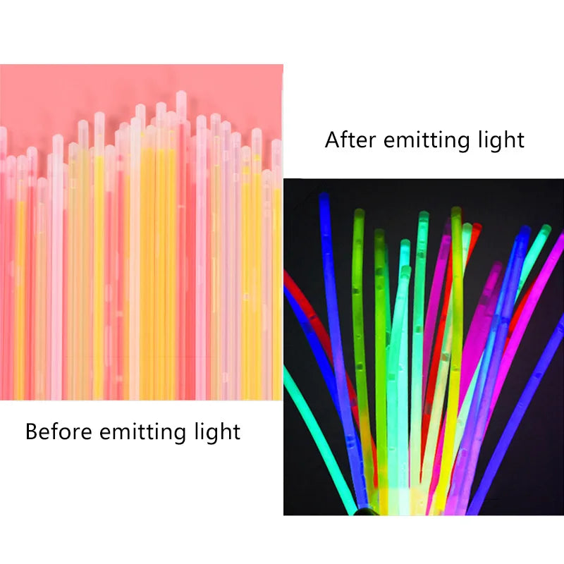 50/100Pcs Fluorescence Sticks Party Multicolor Glowing Stick Bright and  Bendy
