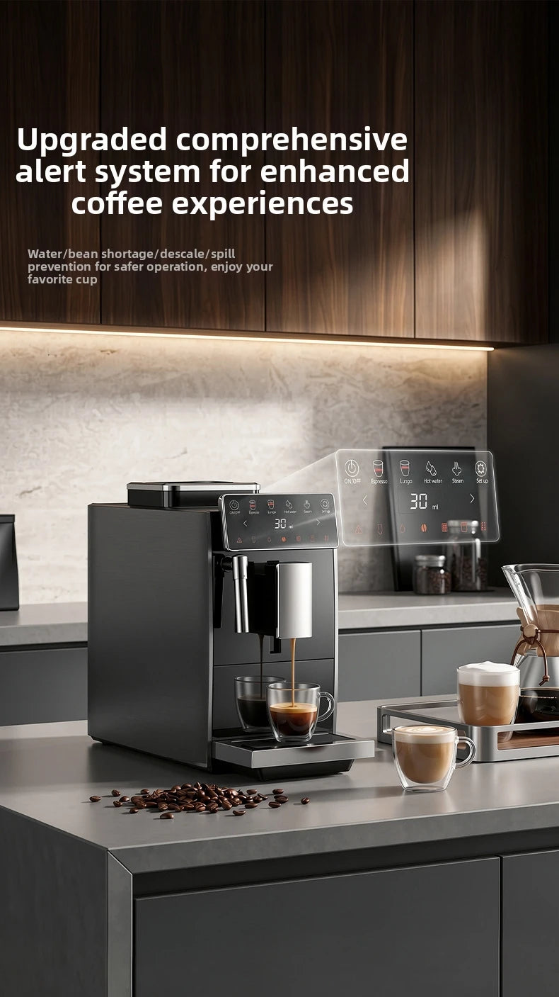 Automatic Espresso Machine with Smart Color Screen, Built-in Grinder & Steam Wand, 20Bar Pressure Coffee Maker for Home, Cappucc
