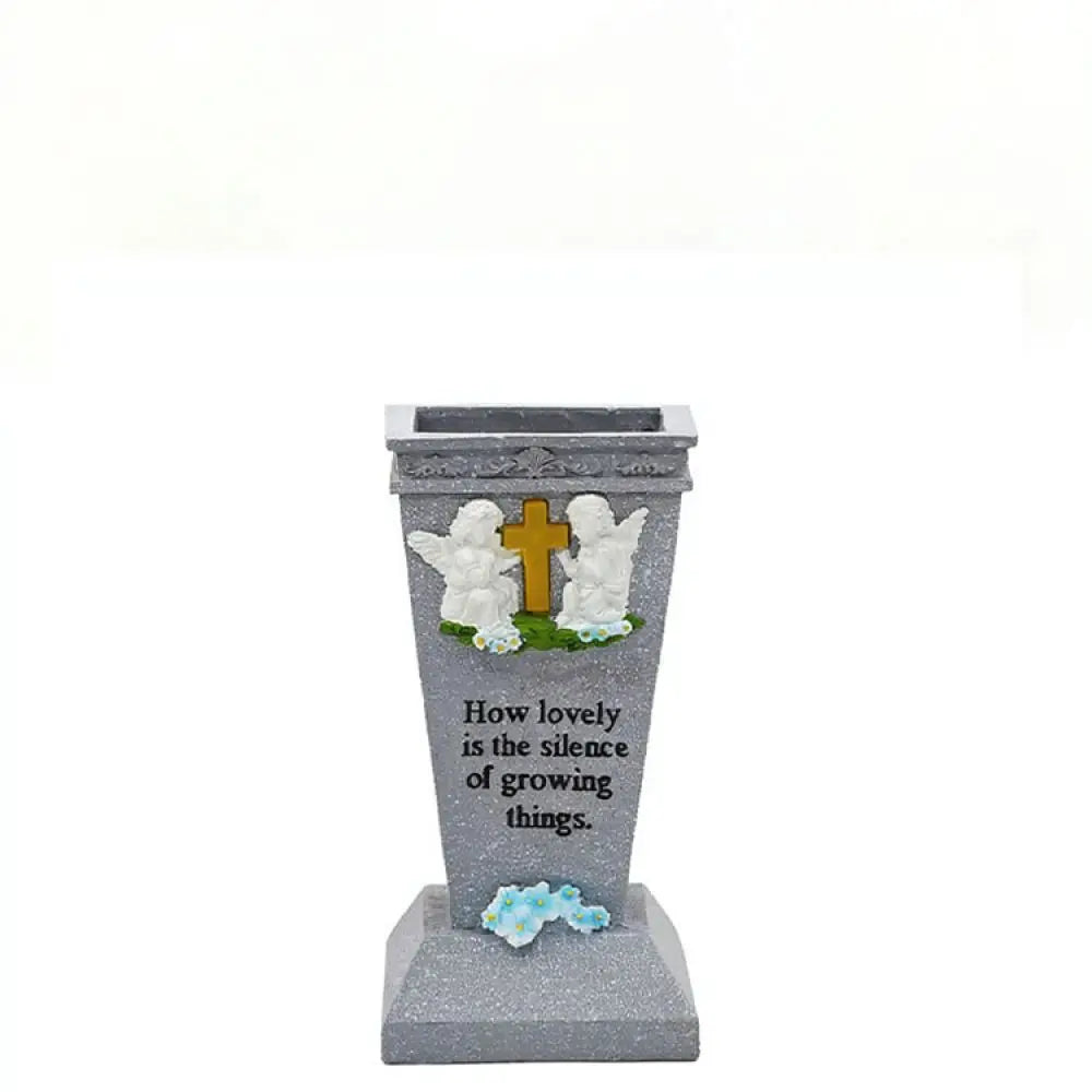 Solar LED Cross Grave Vase Outdoor Commemorative Flower Holder Garden Cemetery Memorial Decoration Light Ornament Base