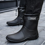 Men Rain Boots Fashion Mid-calf Rubber Boot Outdoor Waterproof Garden Work Shoe Non Slip Fishing Rubber Galoshes Men Rubberboots