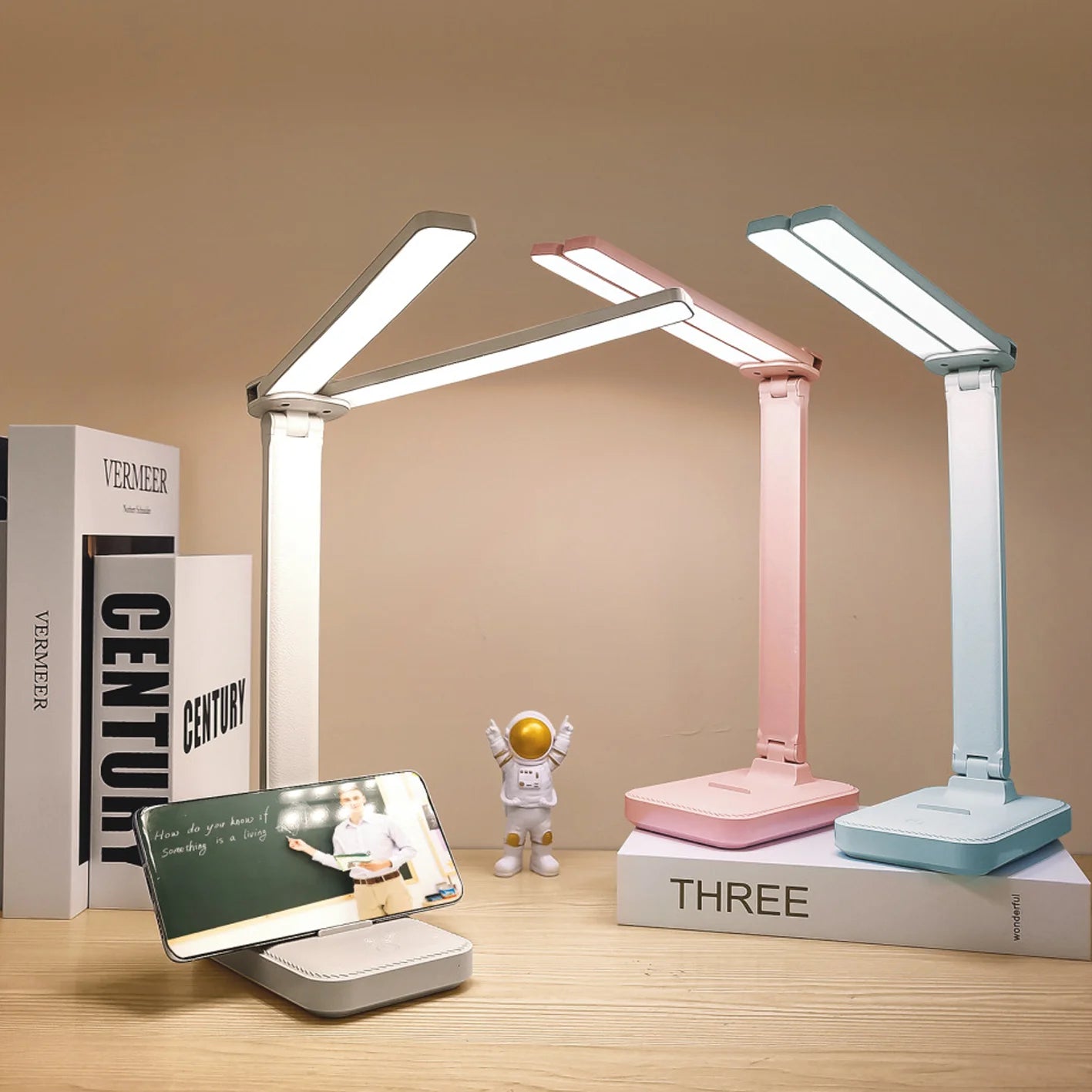 USB Desk Lamp 3 Levels Dimmable Touch Night Light USB Rechargeable Eye Protection Foldable