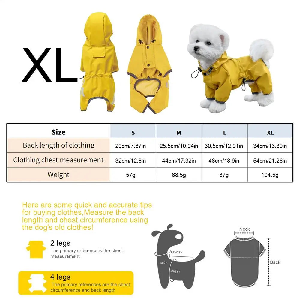 Lightweight Waterproof Dog Raincoat for Small to Large Dogs