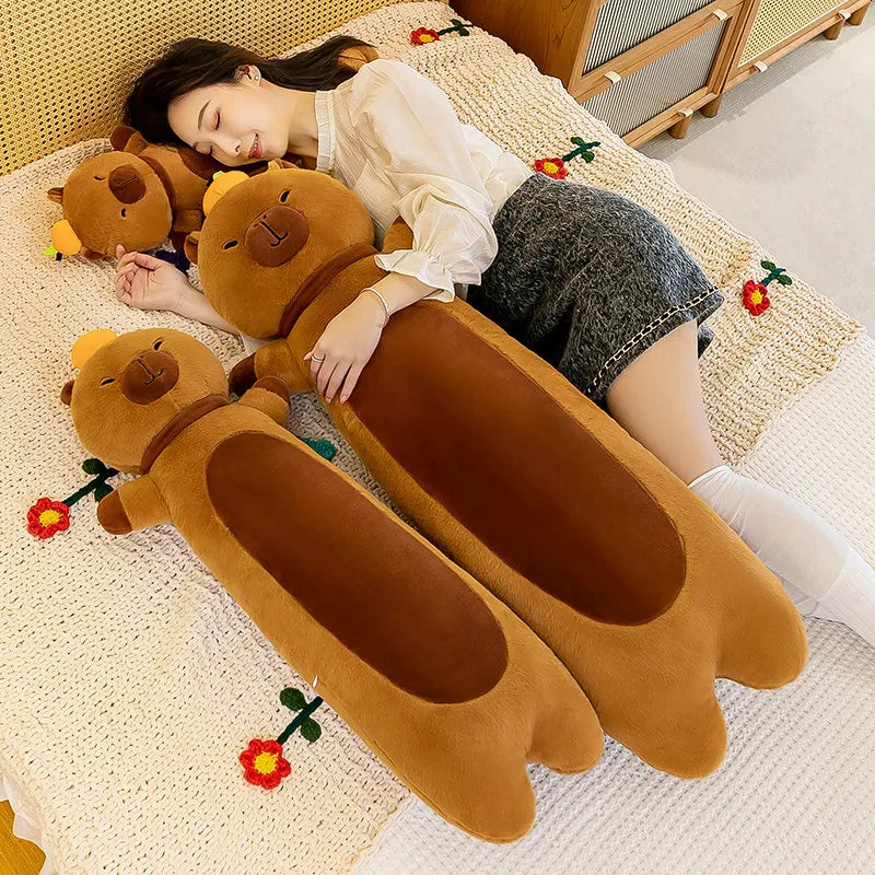 50-110cm Kawaii Giant Long Capybara Plush Pillow Soft Stuffed Animals Cartoon Toys Babys Accompany Sleeping Doll for Girls Gifts