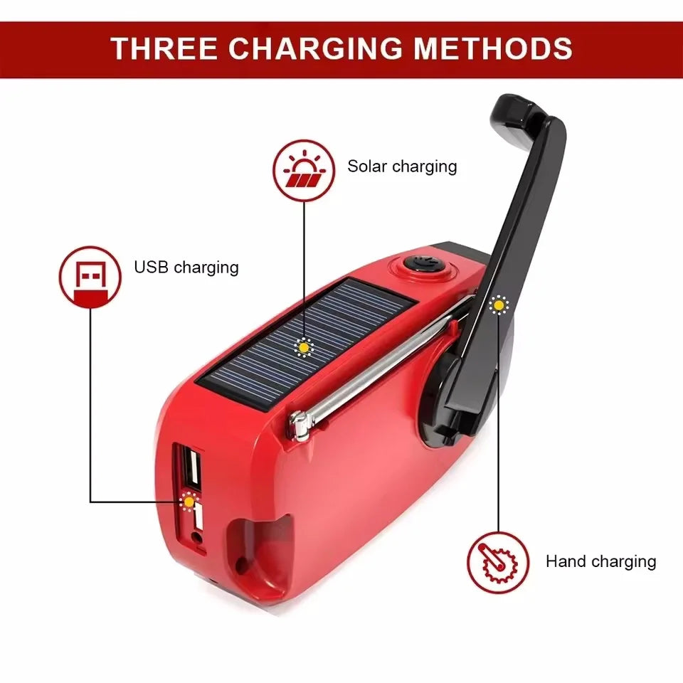 Multifunctional Solar Hand Crank Radio FM AM WB  Flashlight Power