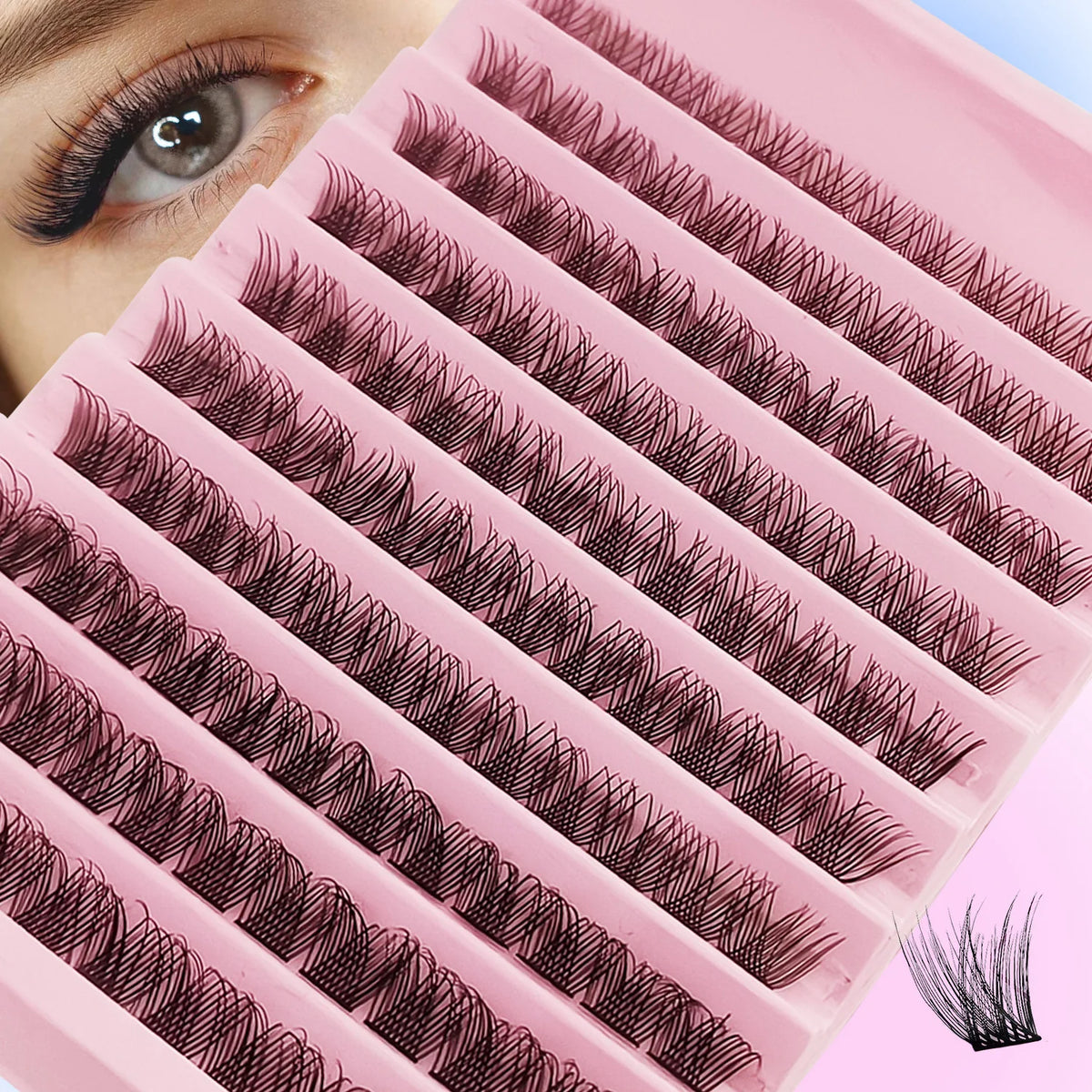D-Curl Eyelash Clusters — 120 Pieces, 8–16mm