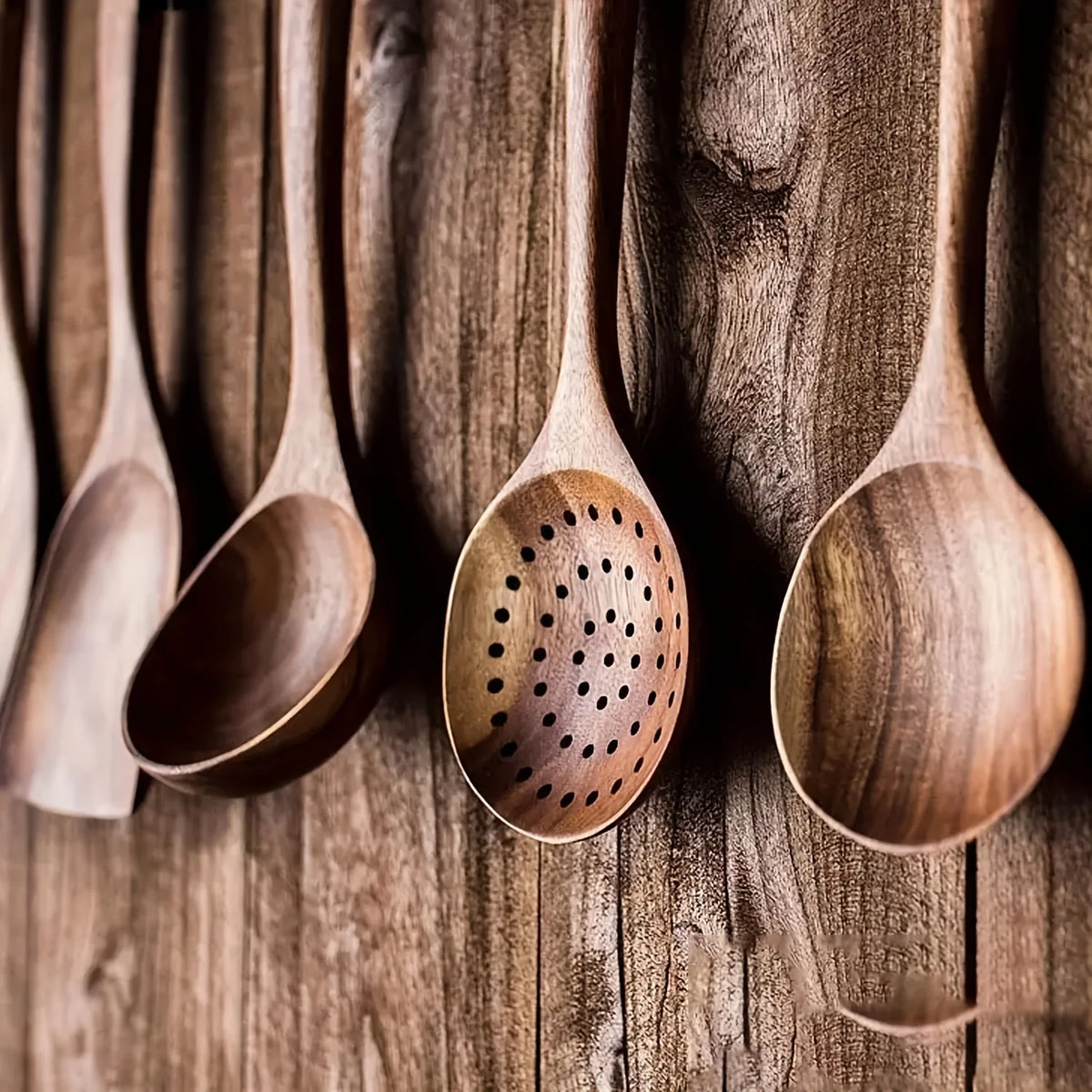 5pcs Wooden Kitchen Utensils Set, Wooden Spoons Natural Spatulas