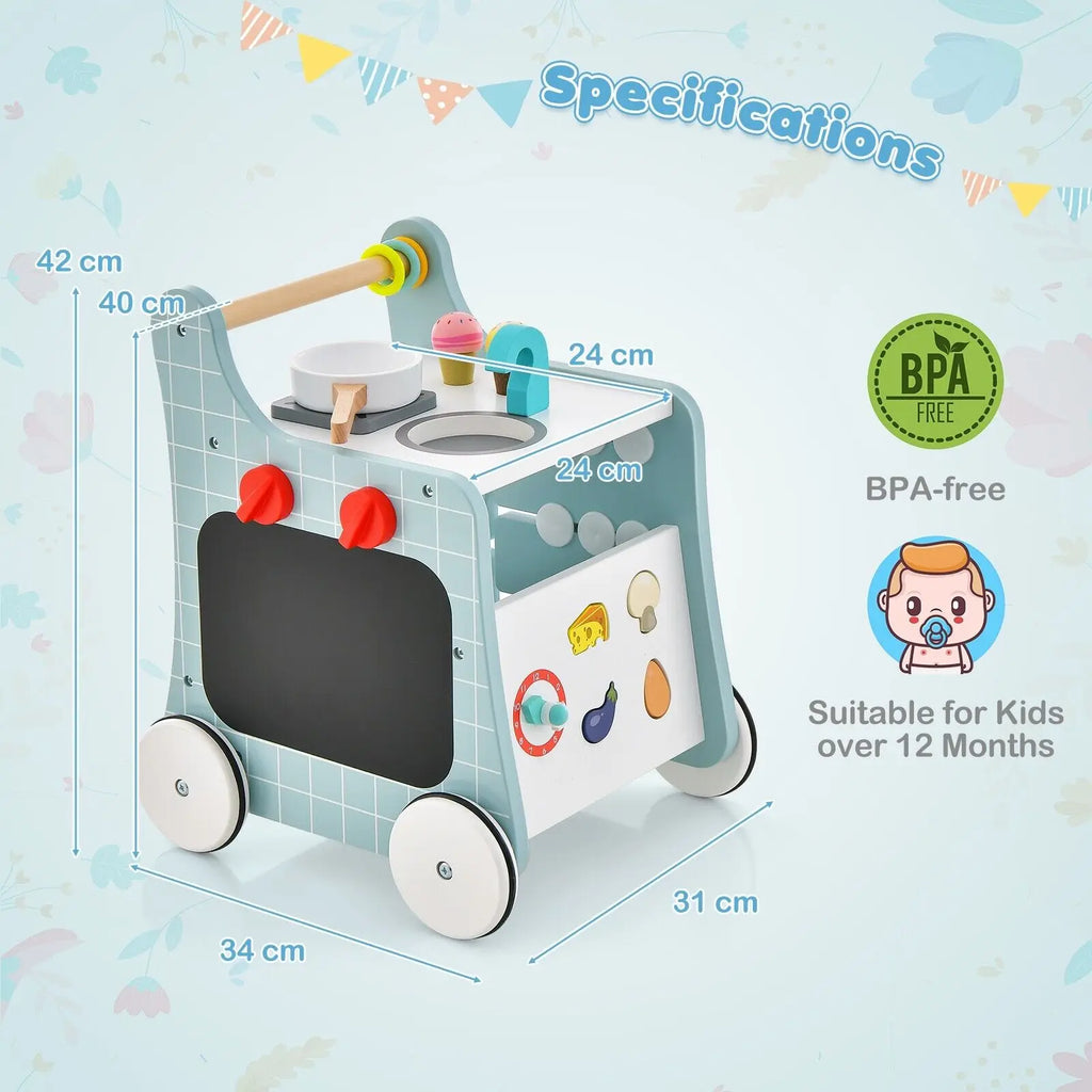 DORTALA 6-in-1 Wooden Baby walker Activity Kitchen