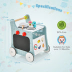 DORTALA 6-in-1 Wooden Baby walker Activity Kitchen