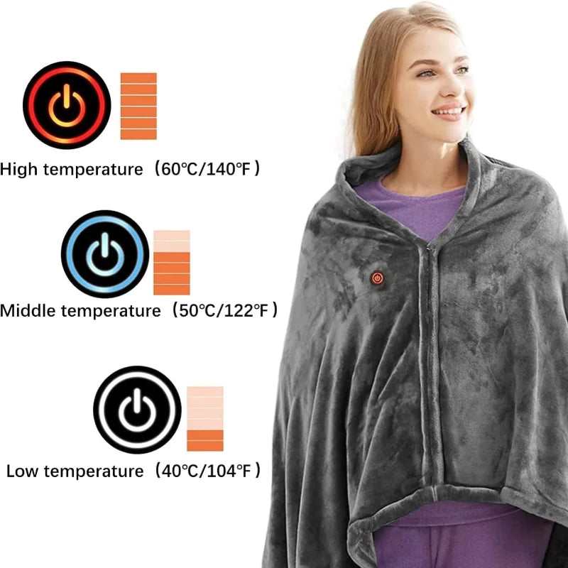 USB Electric Heated Blanket 3 Heating Levels Heated Mat Winter Wearable Body Warmer Blanket Sheet Pad for Home Use