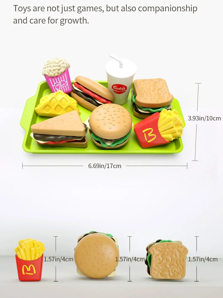 9 PCS Set Detachable Plastic Snack Hamburger Pretend Toy Kids Kitchen Play House Food Toy