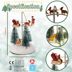 Animated Christmas Village Flying Santa Sleigh with Lights & Music
