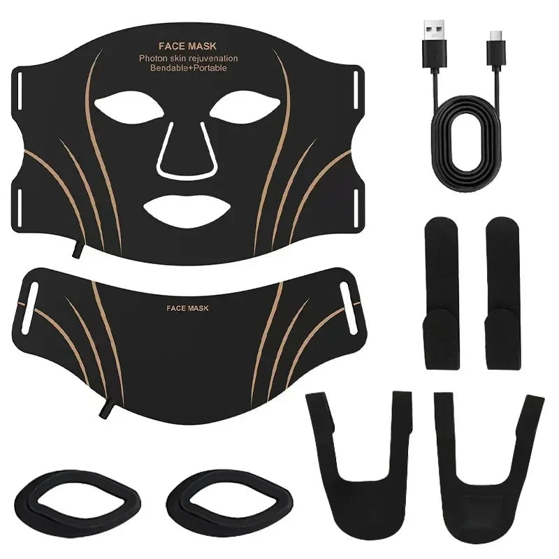 Flexible Silicone Face and Neck Mask 7 Colors High Energy Photon Masks Wireless LED Facial Mask Effortless Daily Skin Care