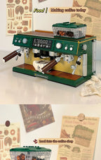 HUIQIBAO 928PCS MOC Coffee Machine Model Micro Building Blocks Mini Diamond City Friend Bricks Set Children Toys Kids Girl Game