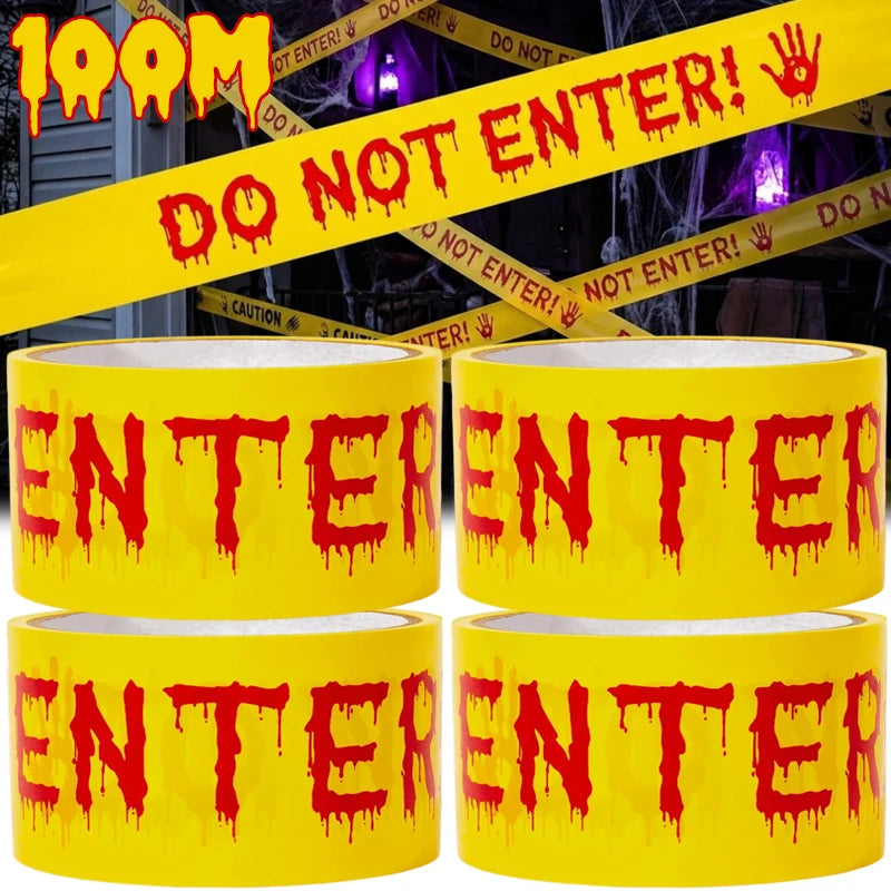 Warning Tapes Halloween Decoration Do Not Enter Roll for Door Windows Yards