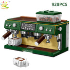 HUIQIBAO 928PCS MOC Coffee Machine Model Micro Building Blocks Mini Diamond City Friend Bricks Set Children Toys Kids Girl Game