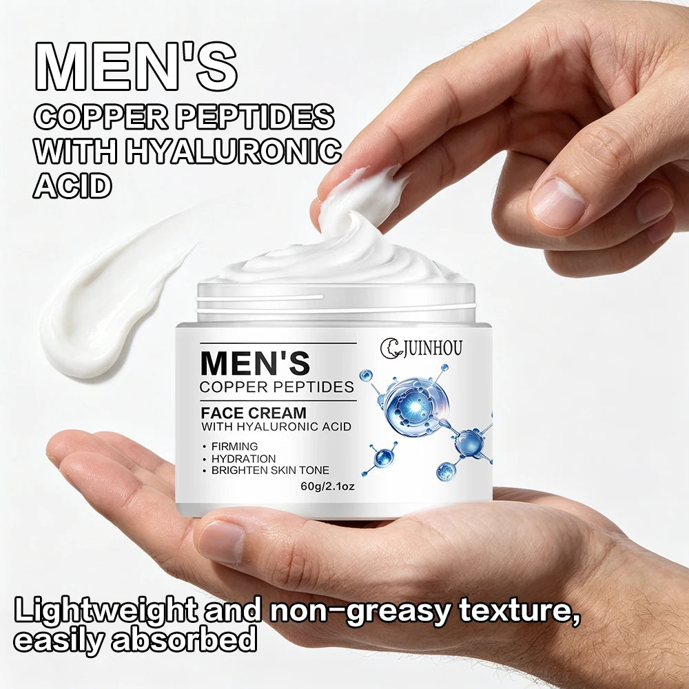 JUINHOU Men Face Serum&Cream Kit Copper Peptide Hyaluronic Acid Hydrating Firming Soothe Rough Skin Revitalize Dull Skin Man Day