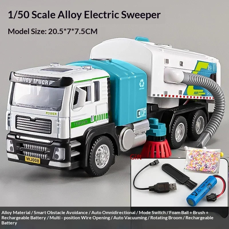 Simulated street cleaning sweeper electric vacuum sweeper road children's alloy car boy toy wind-up sprinkler truck