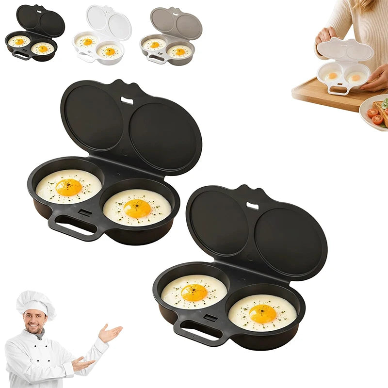 Microwave Egg Poacher Dual Cavity Breakfast Maker with lid