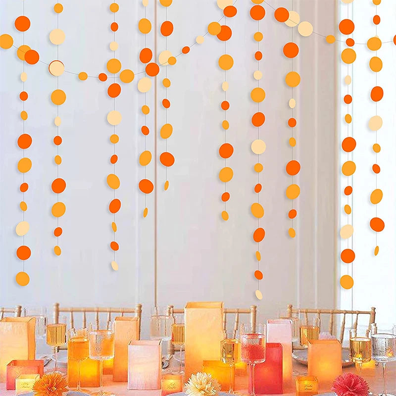 Orange Beige Boho Pom Pom Flower Fall Thanksgiving Banner Heart Tassel Garlands Balloons Hanging Autumn Harvest Wedding Decor