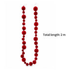 2Meters Xmas Hanging Pendant Red White Felt Ball Garland Ornaments DIY Christmas Tree Window Bead Chain Decoration Supplies