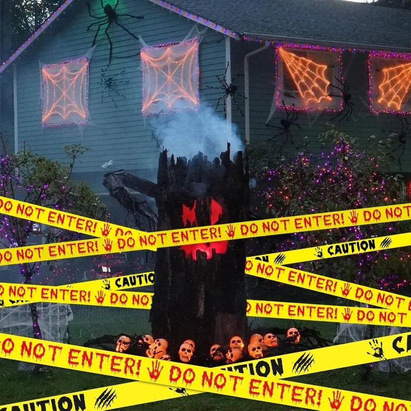 Warning Tapes Halloween Decoration Do Not Enter Roll for Door Windows Yards
