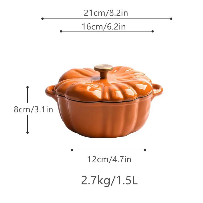 Enamel Coated Cookware Pumpkin Enameled Cast Iron Cooking Pot NonStick Enamel Pot Casserole Dish  for All Heat Source