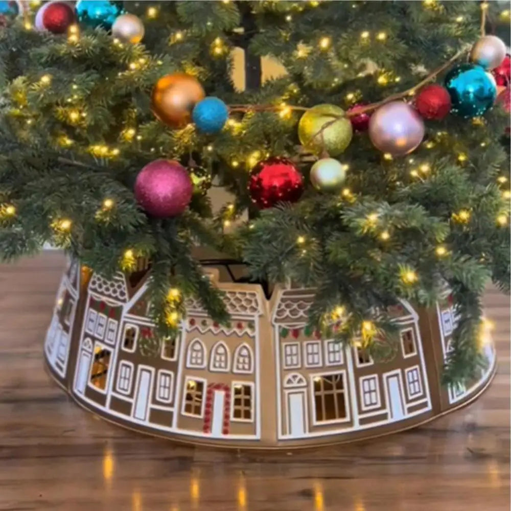 66/72cm Christmas Tree Collar Christmas Tree Top Decor Gingerbread House Skirt Collar Reusable Tree Ring Stand Winter Holiday