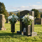 2Pcs Cemetery Vase Memorial Cemetery Vases with Stake Grave Flower Holder for Gravestone Grave Yard Ground Outdoor Flower Marker