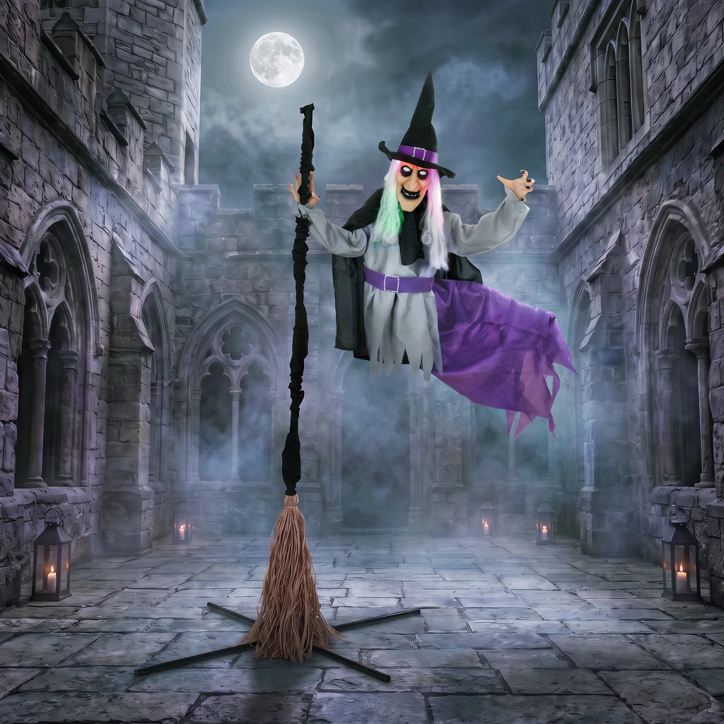 HOMCOM Life-Size Animated Halloween Witch – 200cm