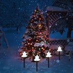 4pcs/set Solar Christmas Pathway Lights Outdoor Waterproof Solar Stake Light For Home Garden Yard Sideway Holiday Xmas Decor