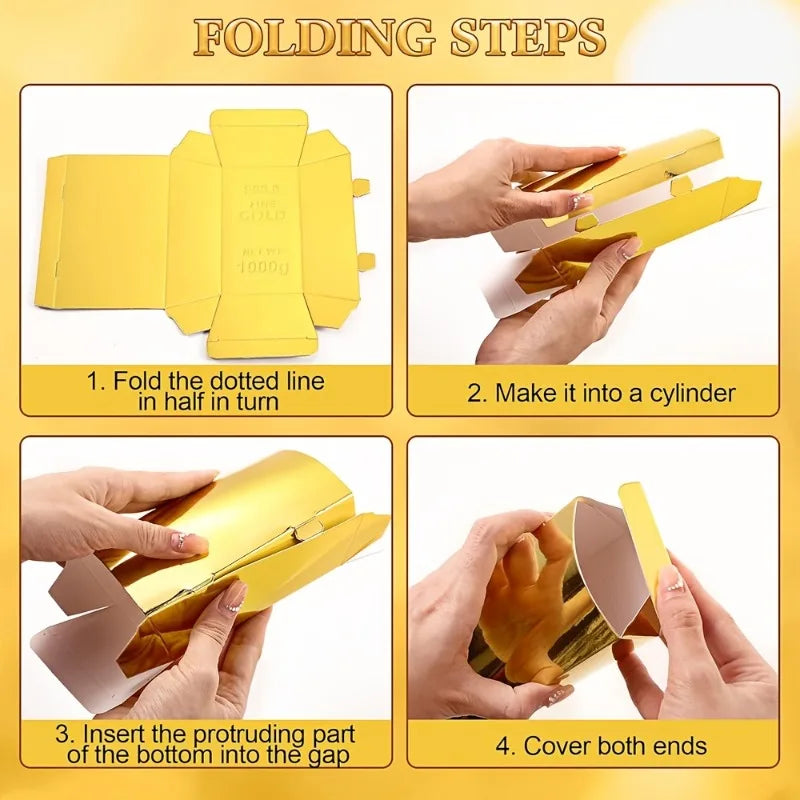 10/20PCS Shiny Gold Paper Fake Gold Bar Candy Box Decorative Gold Brick Deco