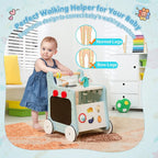 DORTALA 6-in-1 Wooden Baby walker Activity Kitchen