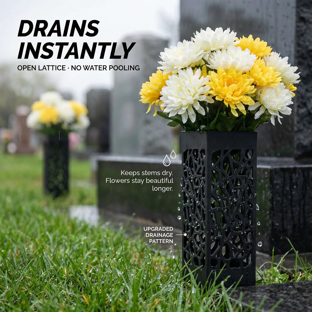 2Pcs Cemetery Vase Memorial Cemetery Vases with Stake Grave Flower Holder for Gravestone Grave Yard Ground Outdoor Flower Marker