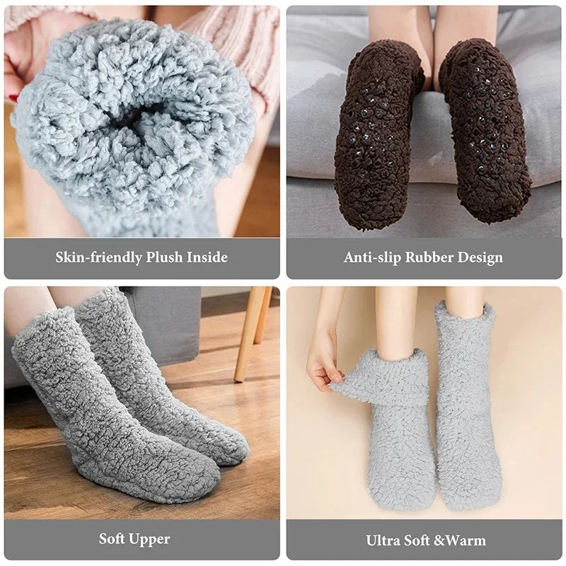 Thickened Winter Women Thermal Cashmere Socks Floor Socks Women's Carpet Home Plus Socks Velvet Sleep Socks Slippers Leg Cover