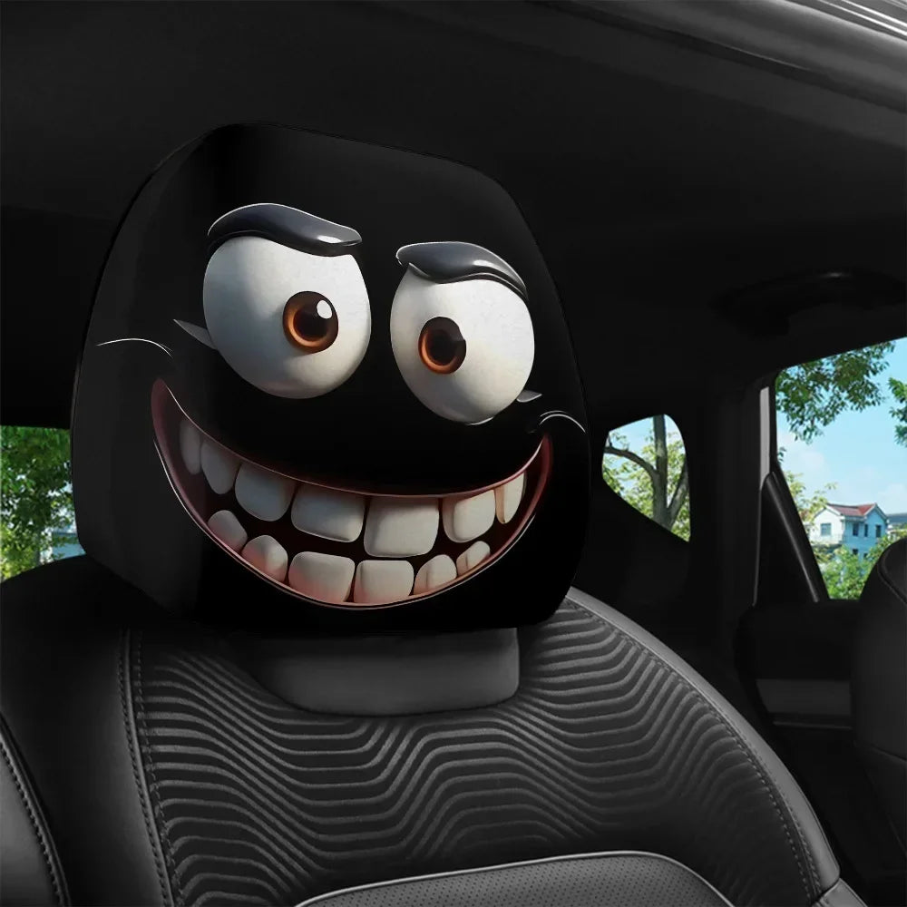 1/2pcs Funny Cartoon Eyes Car Headrest Covers Double-sided Universal Fit Car Headrest Covers for Auto Front Seat Rest Decoration
