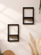 Black Wooden Floating Wall Shelf