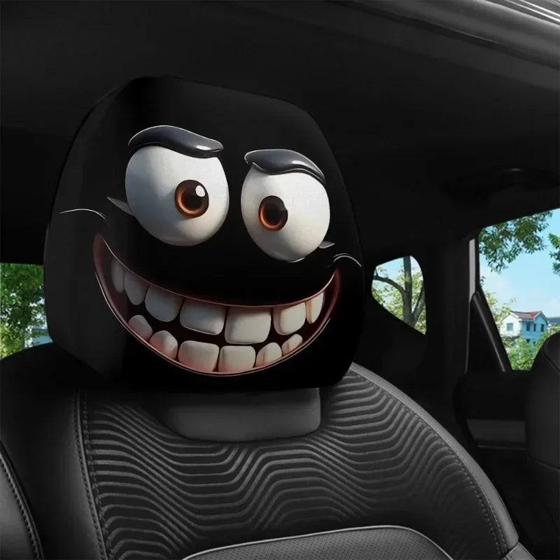 1/2pcs Funny Cartoon Eyes Car Headrest Covers Double-sided Universal Fit Car Headrest Covers for Auto Front Seat Rest Decoration