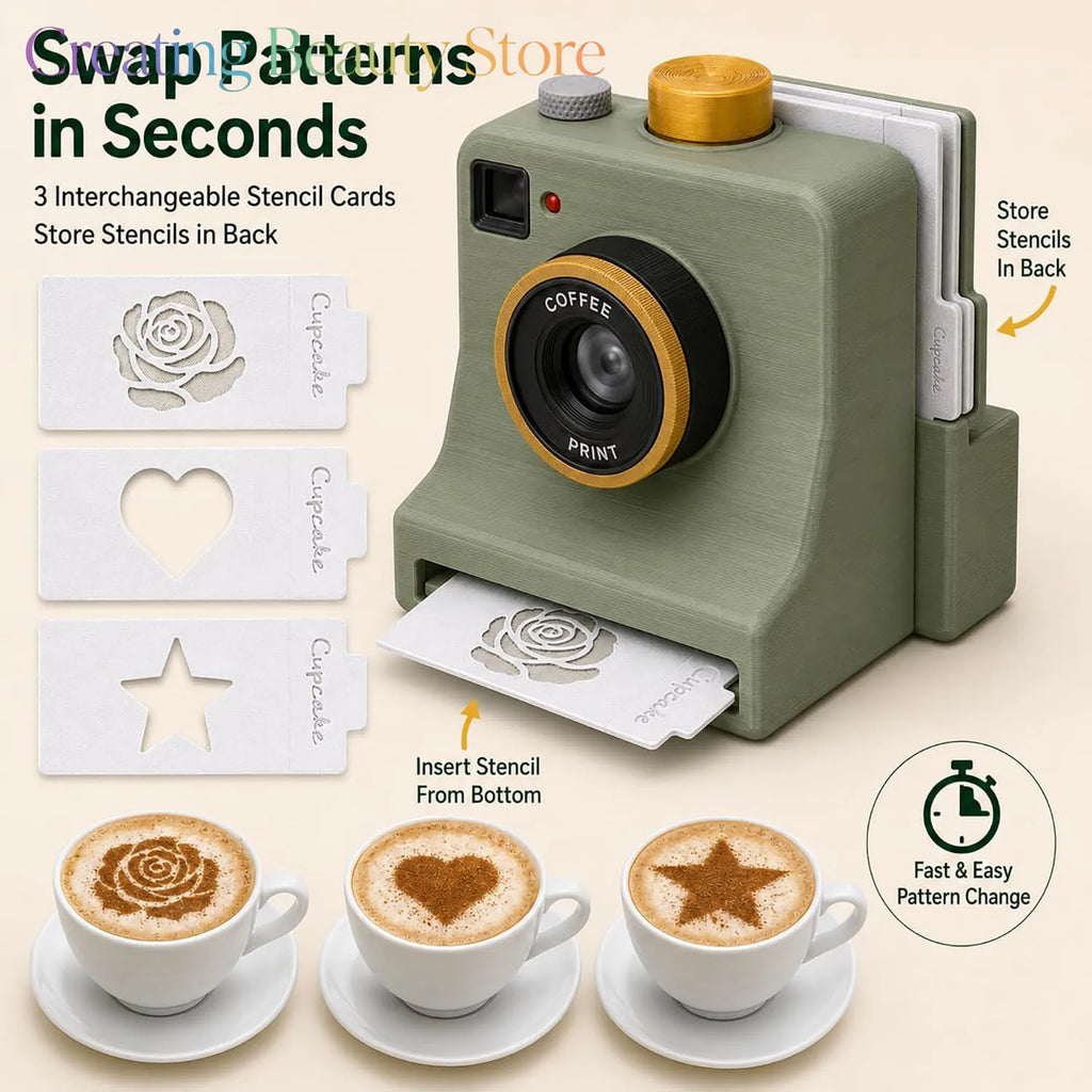 3D Printed Latte Art Camera,One‑touch Coffee Printer Chocolate Foam Machine