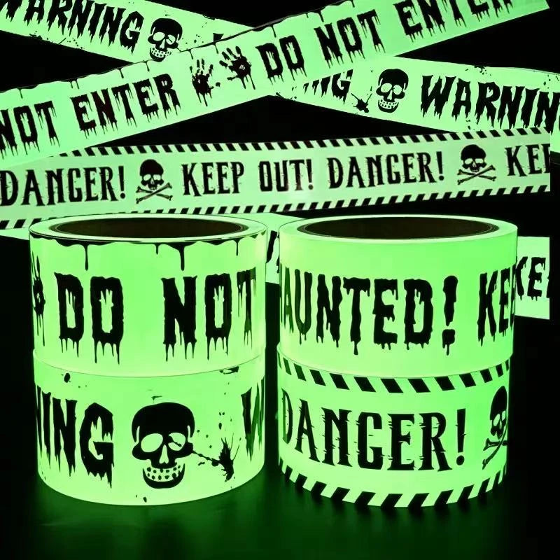 Halloween Warning Glow/Yellow Colour In The Dark Tape 3m Non-Adhesives