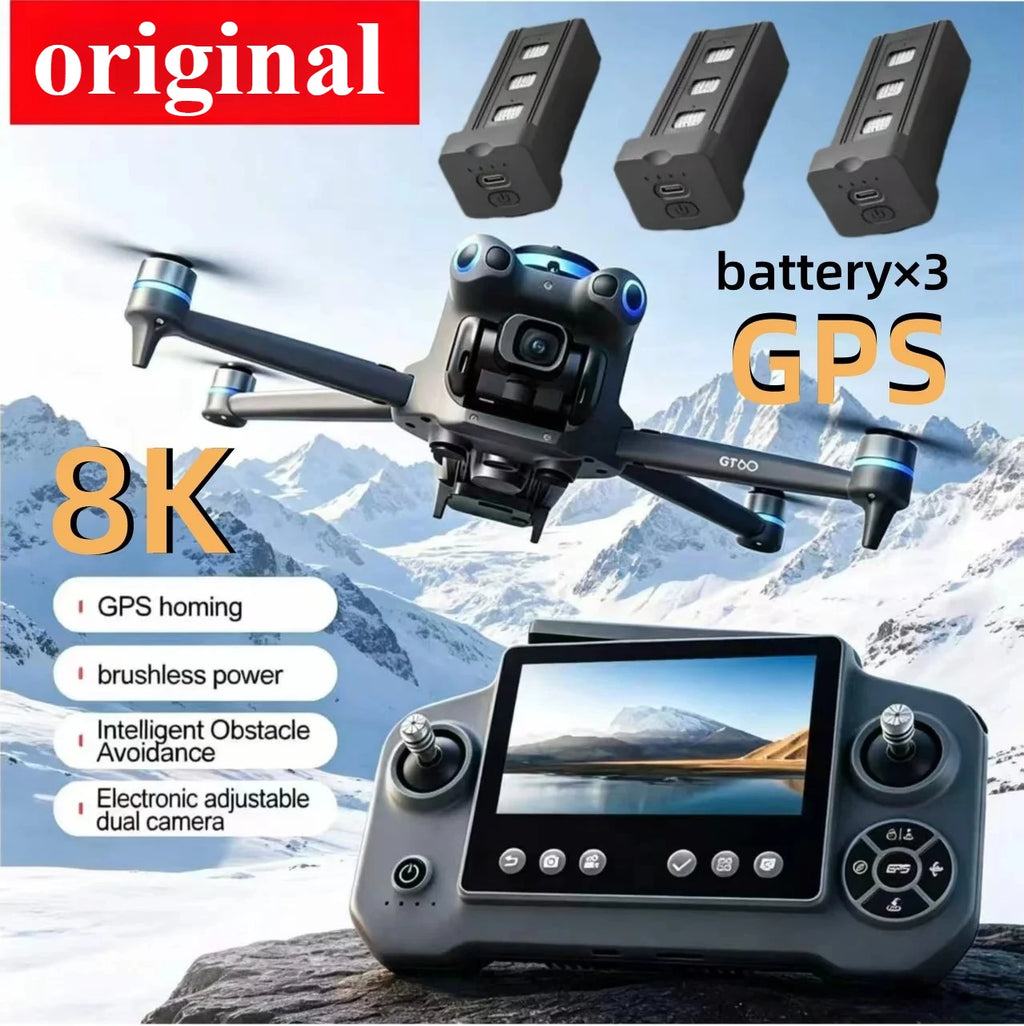 original GT60 Drone 4.3-inch Large Screen Foldable drone 8K HD Dual Camera Gps Brushless Optical Avoidance Airdrop RC Quadcopter