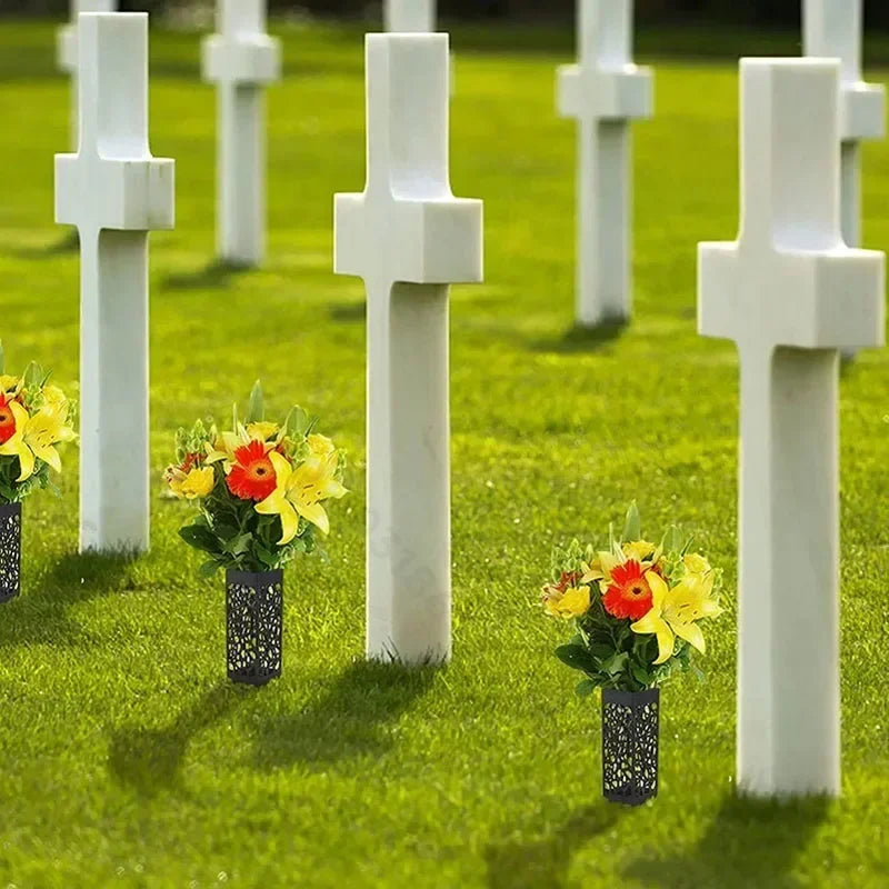 1/2/4PCS Cemetery Vase Plastic Cemetery Vase Decorations Gravestone Grave Yard Ground Outdoor Flower Marker Home Decorations