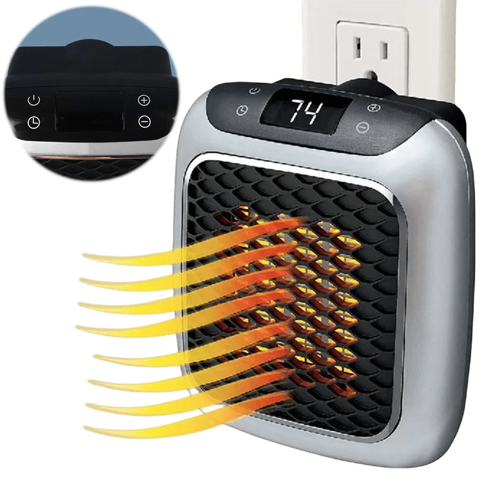 Portable Electric Heater Wall Outlet Small Space Heater with Adjustable Thermostat, Programmable 12-Hour Timer, Auto Shut Off ﻿