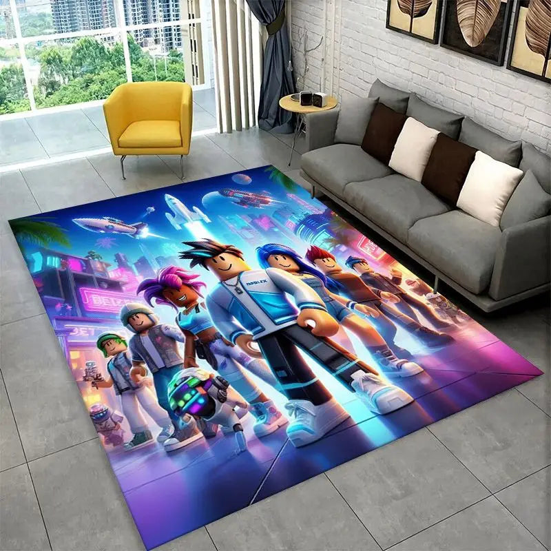 Cartoon R-Robloxs Game Gamer Carpet Rug for Playroom Bedroom Living Room Sofa Home Decor,kid Area Rug Non-slip Floor Mat