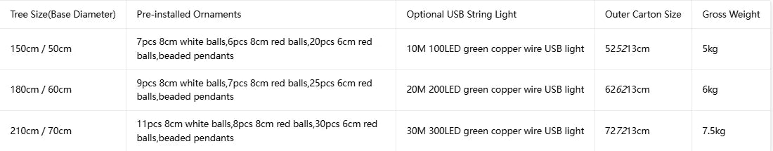 Flocked PVC Christmas Tree 1.5/1.8/2.1M Pre‑Attached Baubles, Foldable Xmas Tree with USB String Lights for Home Holiday Decor