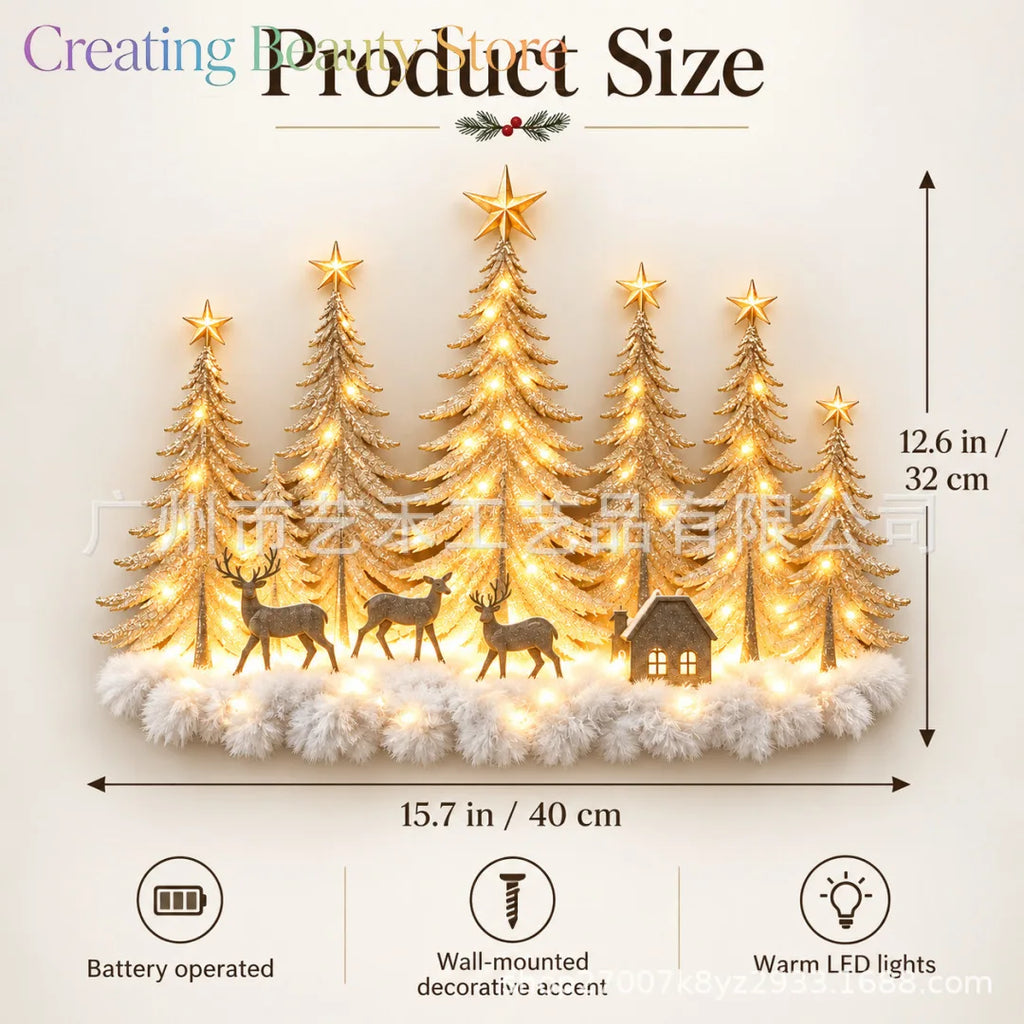 Deer Forest Lighted Christmas Forest Wall Decor Luminous Christmas Forest Wall Decoration