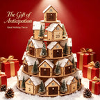 Wooden Christmas Advent Calendar 24, Days House Shape Countdown Ornament, Xmas Tree Decoration Gift For, Kids Home Party Decor