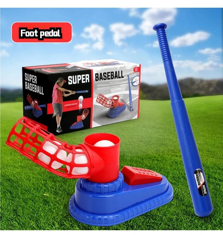 Baseball Launcher Toy, 2-in-1 Foot-Operated/Manual Press Ball Pitching Machine Indoor and Outdoor Interactive Sports Game for Kids, Kinde