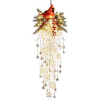 Crystal Waterfall Christmas Lights, LED Warm White Snowman Christmas Pendant Light with Crystal Snowflake Droplets Home Decor
