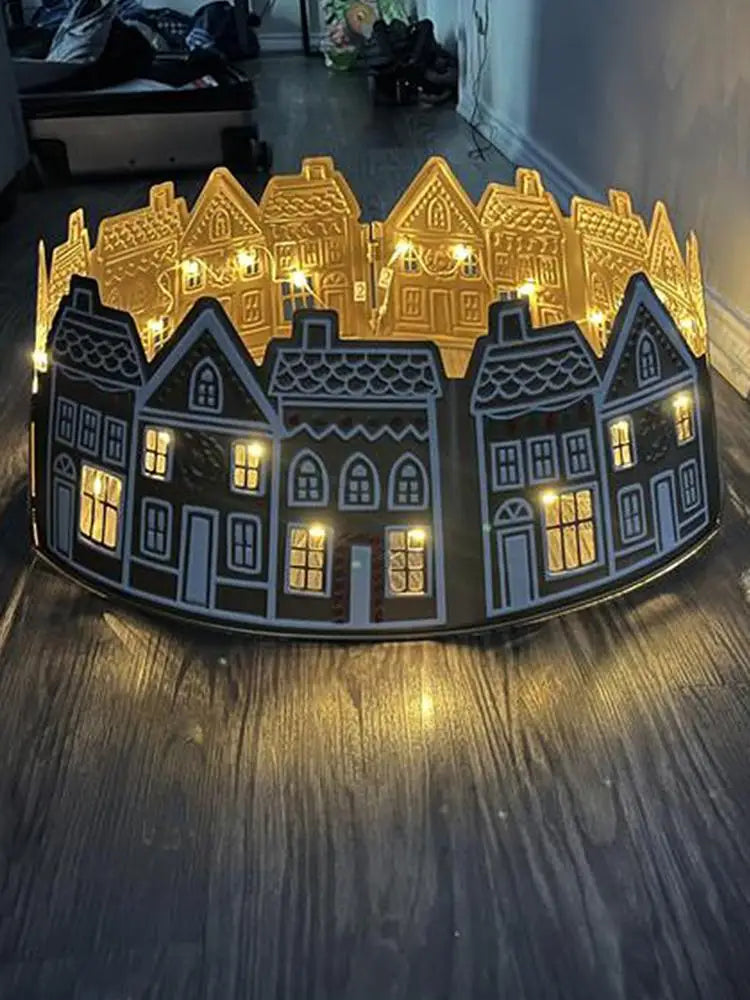 66/72cm Christmas Tree Collar Christmas Tree Top Decor Gingerbread House Skirt Collar Reusable Tree Ring Stand Winter Holiday