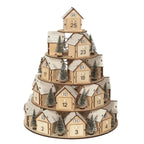 Wooden Christmas Advent Calendar 24, Days House Shape Countdown Ornament, Xmas Tree Decoration Gift For, Kids Home Party Decor